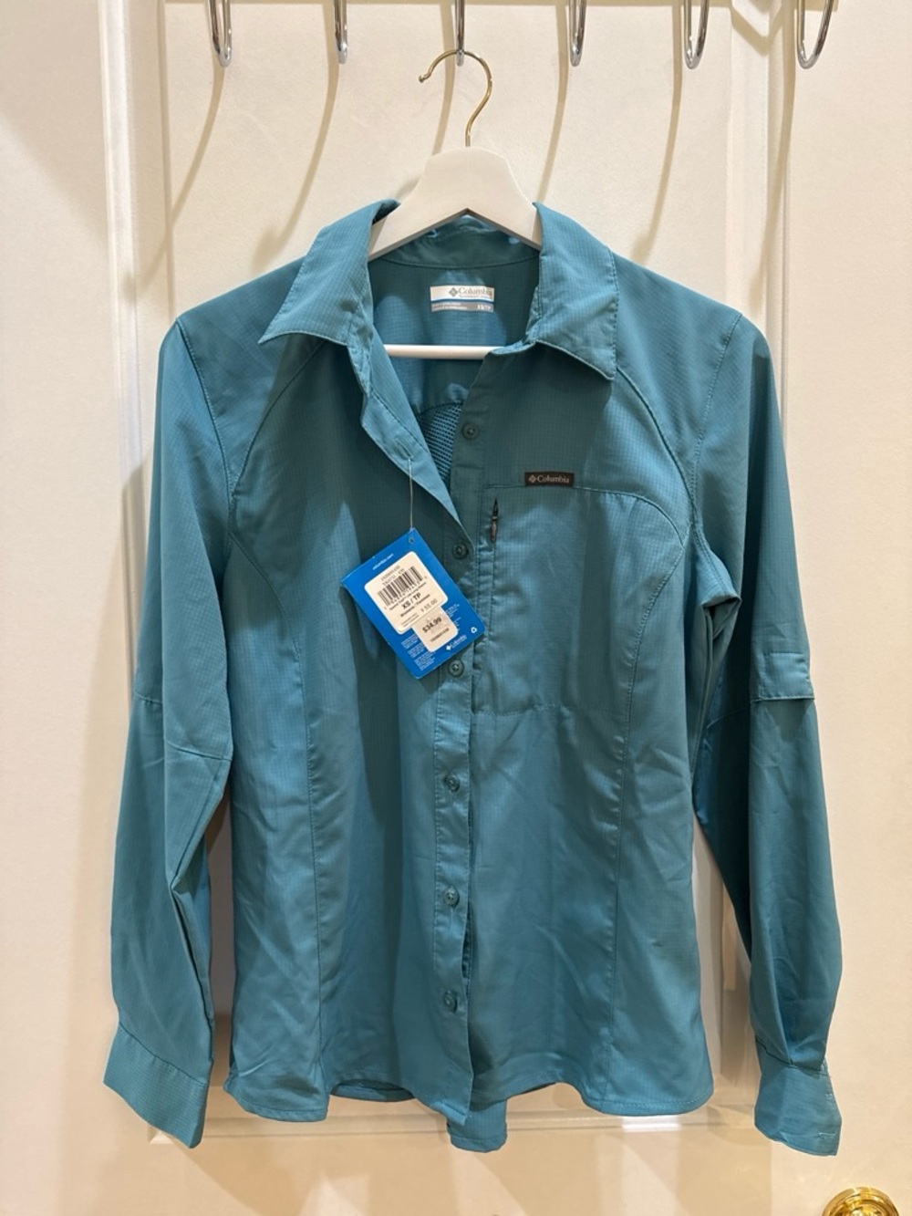 Columbia Men’s Teal Long-Sleeve Button-Down Outdoor Shirt
